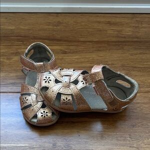 Pediped Glittery Rose Gold Kids Sandals